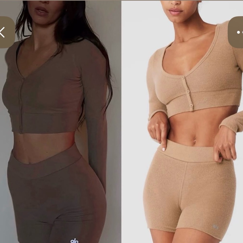 ALO Yoga High Waist Shorts and Top Set - Brown
